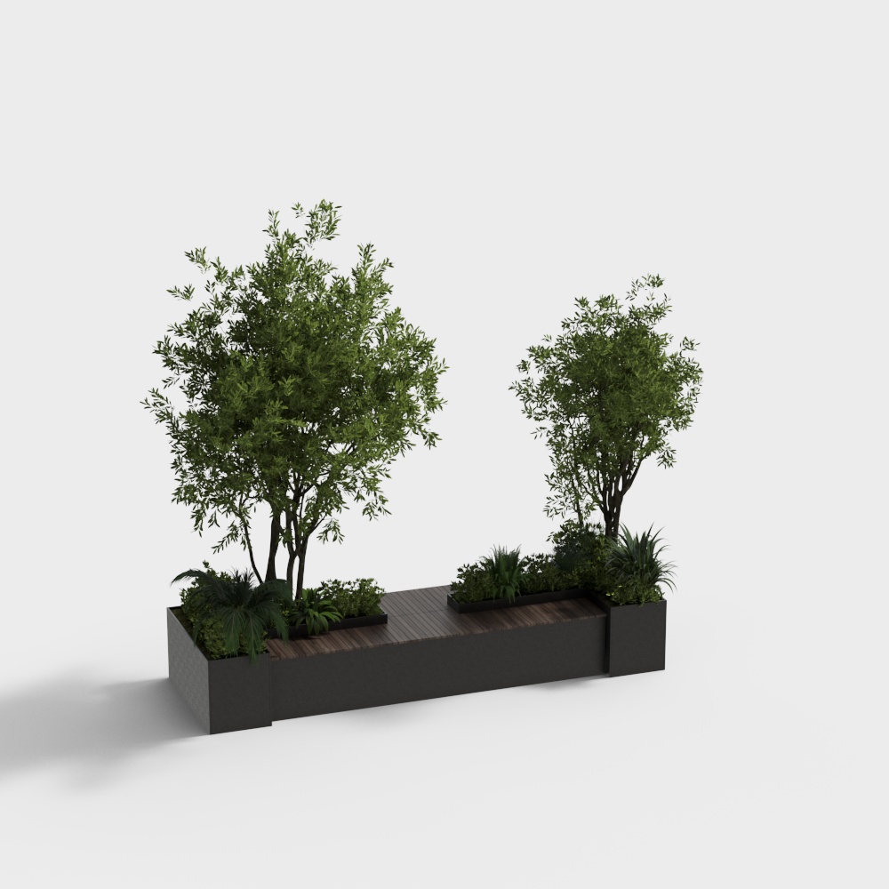 Urban Oasis Low-Poly 3D Model