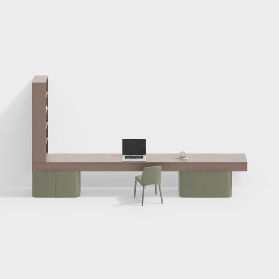 Green Modern Children's Desk and Chair Combination 3D Model