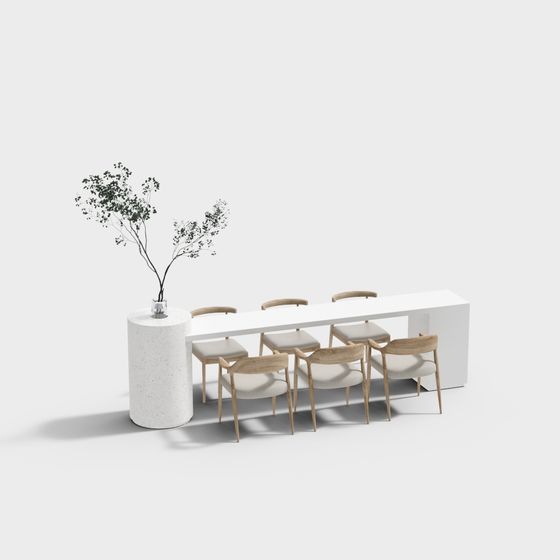 Nail Salon Tables and Chairs 3D Model in Gray for Beauty Spaces