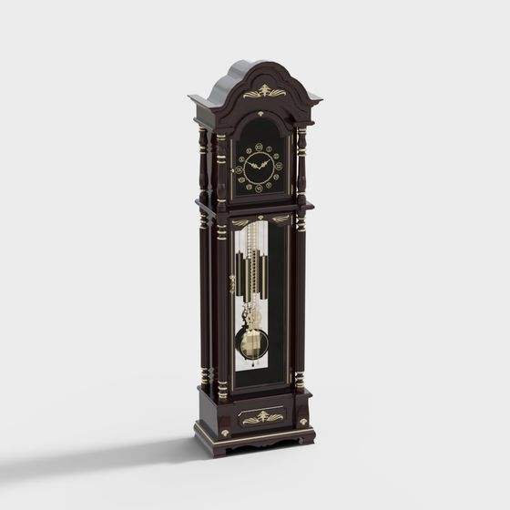 Elegant Grandfather Clock 3D Model