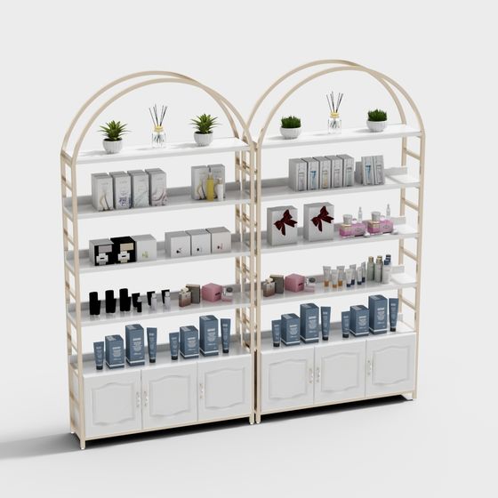 Elegant Low-Poly Display Cabinet 3D model