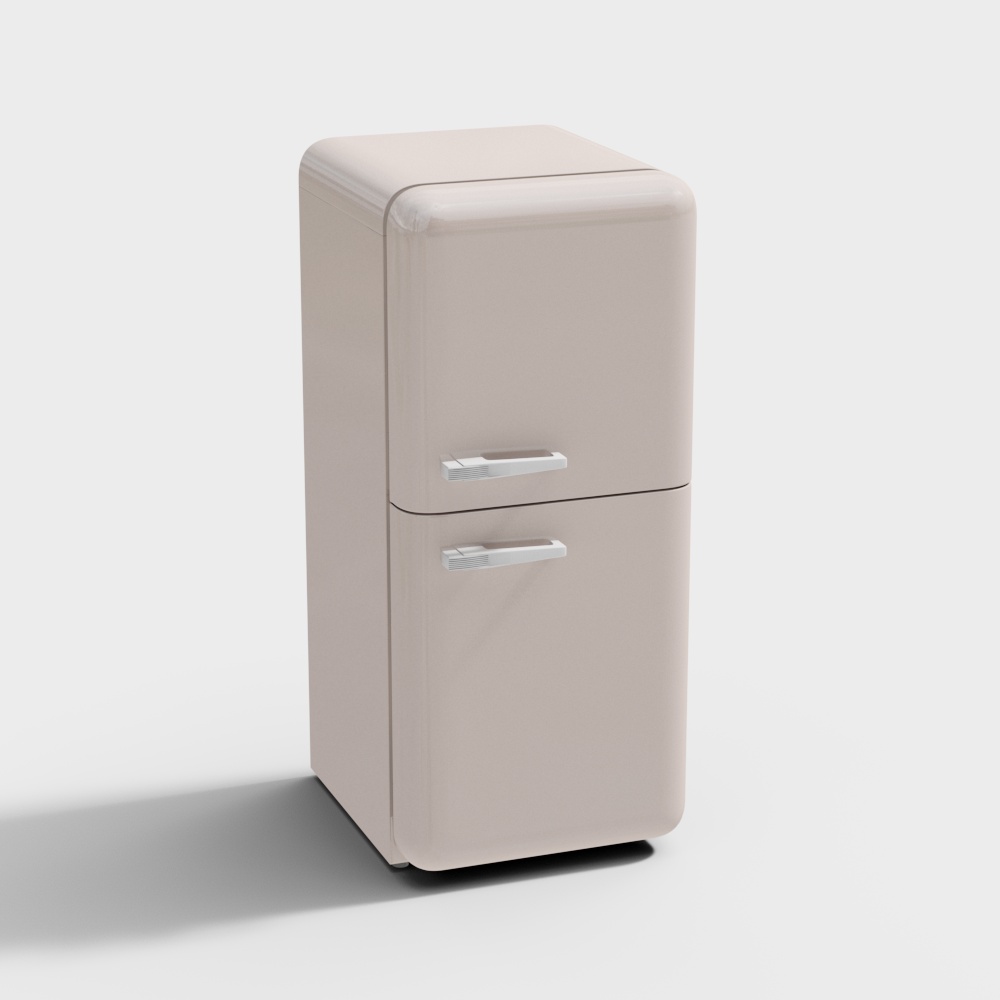Vintage Refrigerator 3D Model – 1950s Style Design
