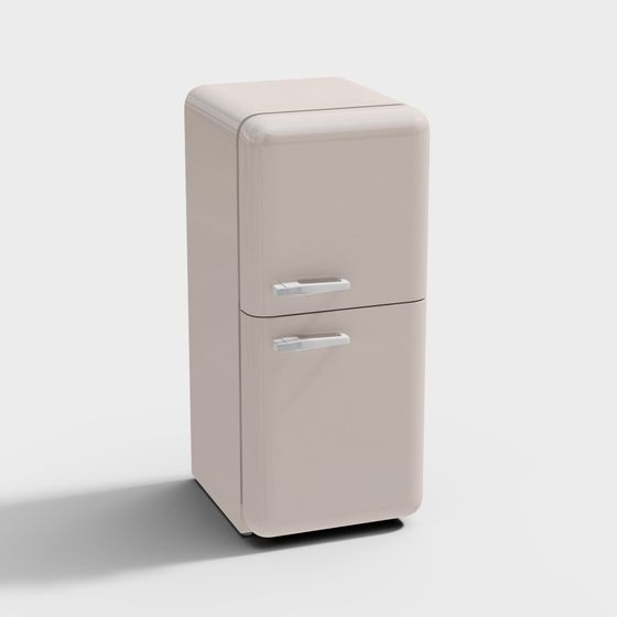 Retro Refrigerator 3D Model in Beige Finish