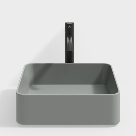 Stylish Square Sink 3D model for Modern Interiors