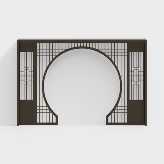 New Chinese Style Moon Cave Door in Brown