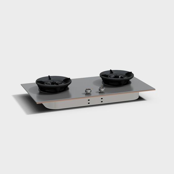 Minimalist Double Burner 3D model for Modern Kitchens