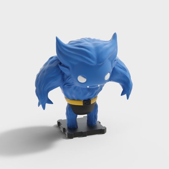 Blue Whiskered Beastie 3D model