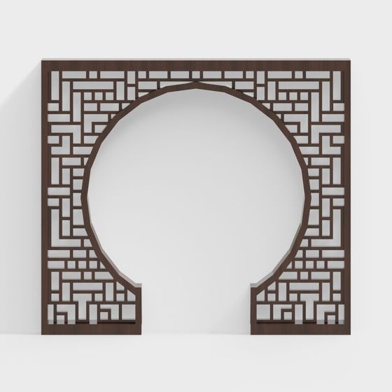 Traditional Black Chinese Arch Grille Partition