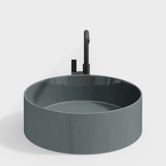 Minimalist Round Sink 3D model for Modern Interiors