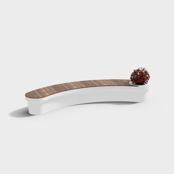 Curved Wood Bench 3D model