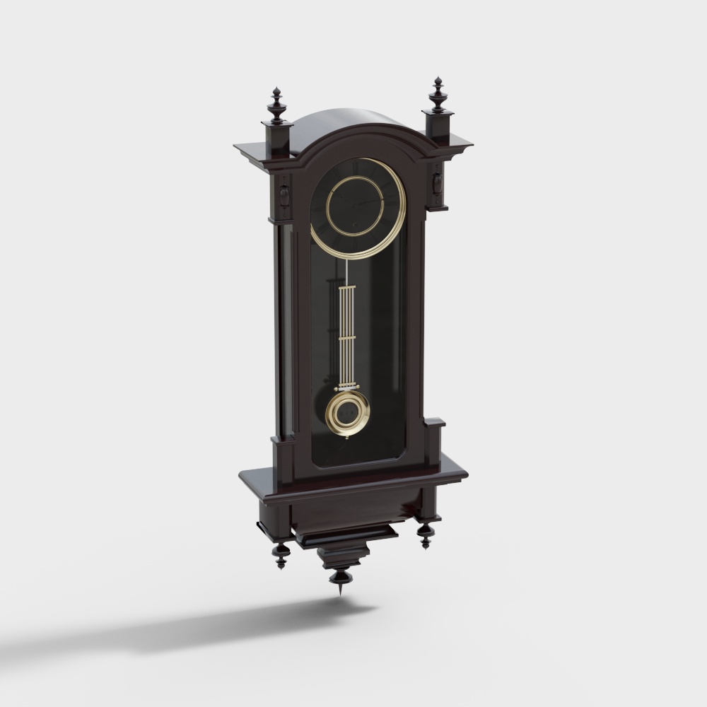 Elegant Grandfather Clock 3D Model – Refined Wood Finish