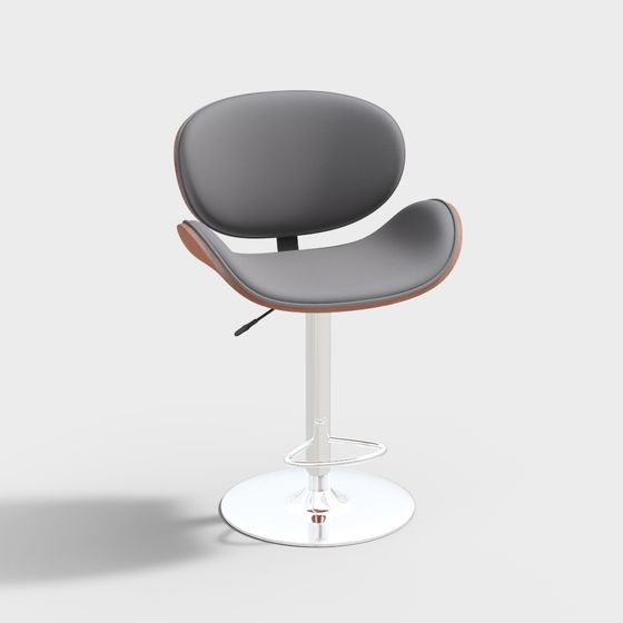 Stylish Gray Barstool 3D Model for Modern Bars