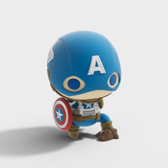 Stylish Low-Poly Captain America 3D Model