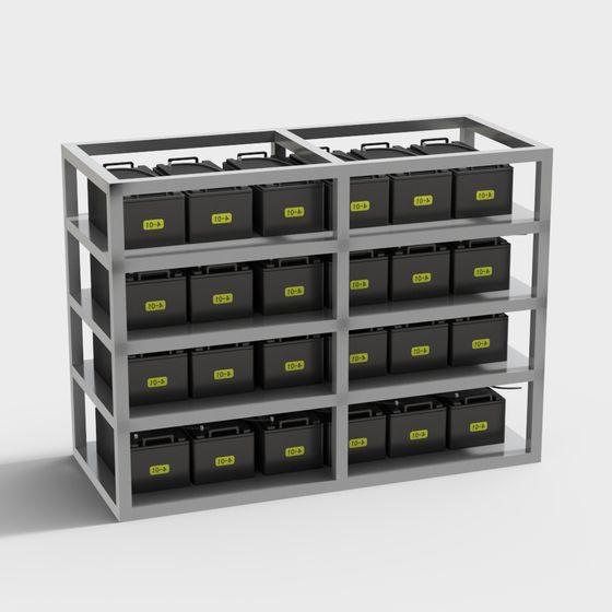 Low-Poly Industrial Storage Rack 3D model