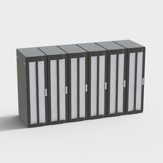 High-Detail Server Rack Cluster 3D model