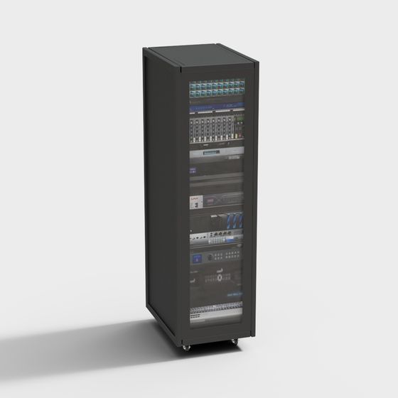Stylish Server Cabinet 3D Model for Digital Art