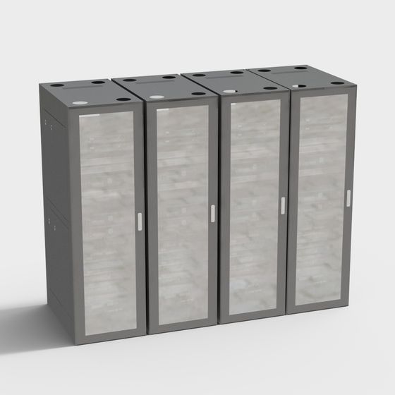 Low-Poly High-Detail Server Rack 3D Model