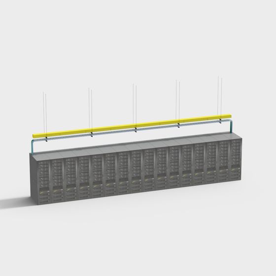 Low-Polygon Data Center Server 3D model