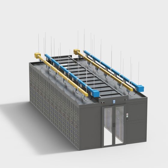 High-Detail Low-Poly Server Room 3D Model