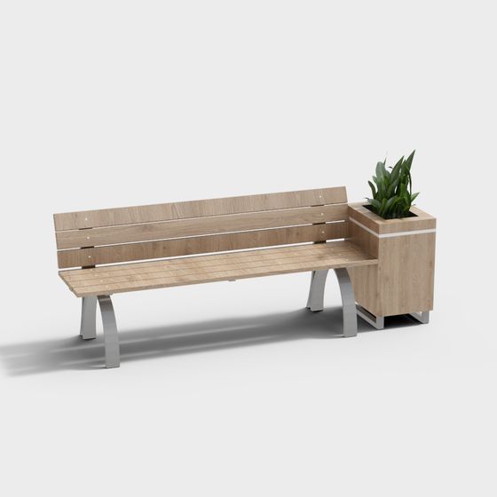 Stylish Park Bench 3D model for Modern Landscapes