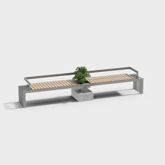 Urban Bench Low-Poly 3D model