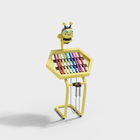 Buzzy Xylophone 3D Model – Playful Low-Poly Design