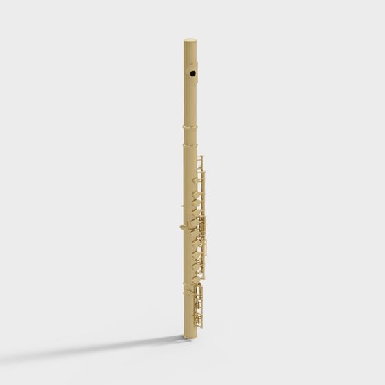Elegant Golden Flute 3D model