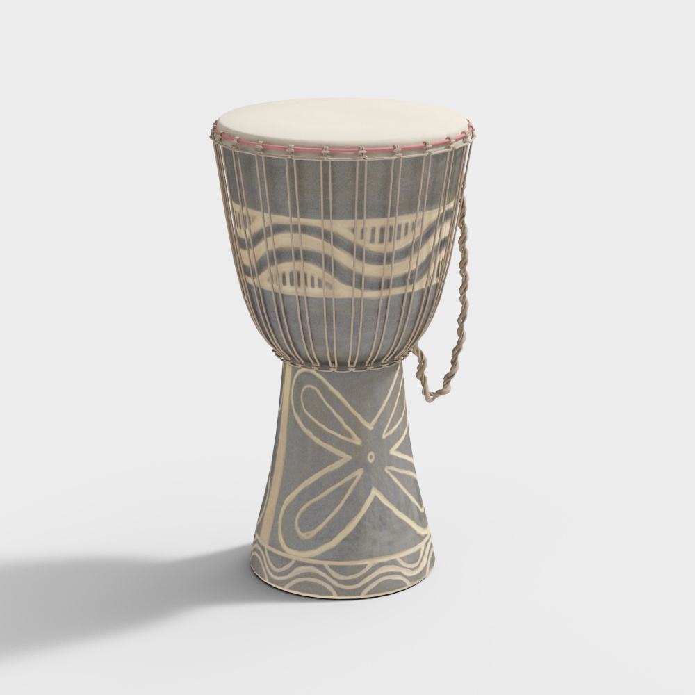 Charming African Drum 3D Model – Low-Poly Textured Drum