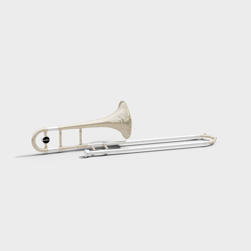 Historic Trombone 3D Model with Realistic Textures