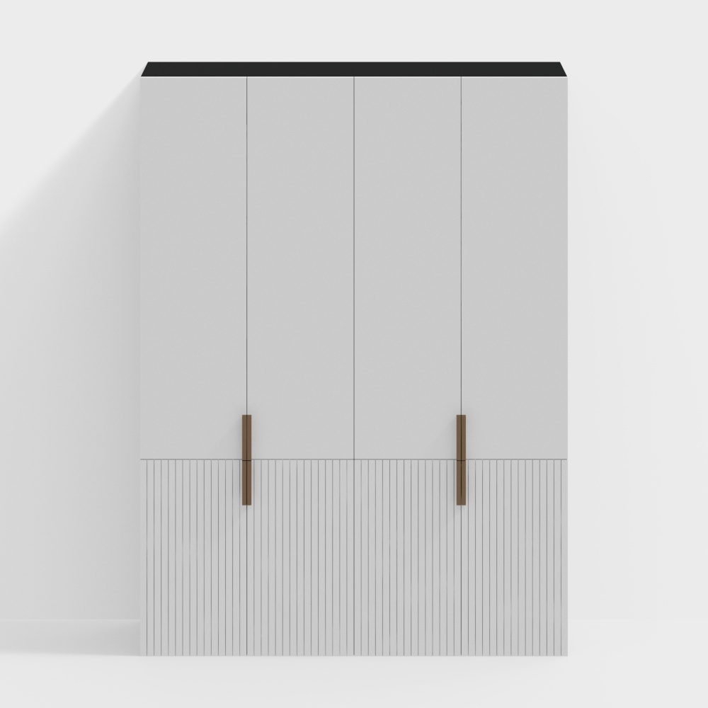 Gray Modern Minimalist Four-Door Wardrobe