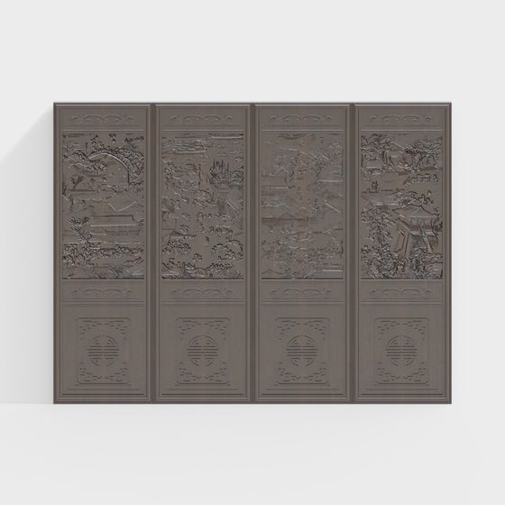 Ancient Charm Folding Screen 3D model