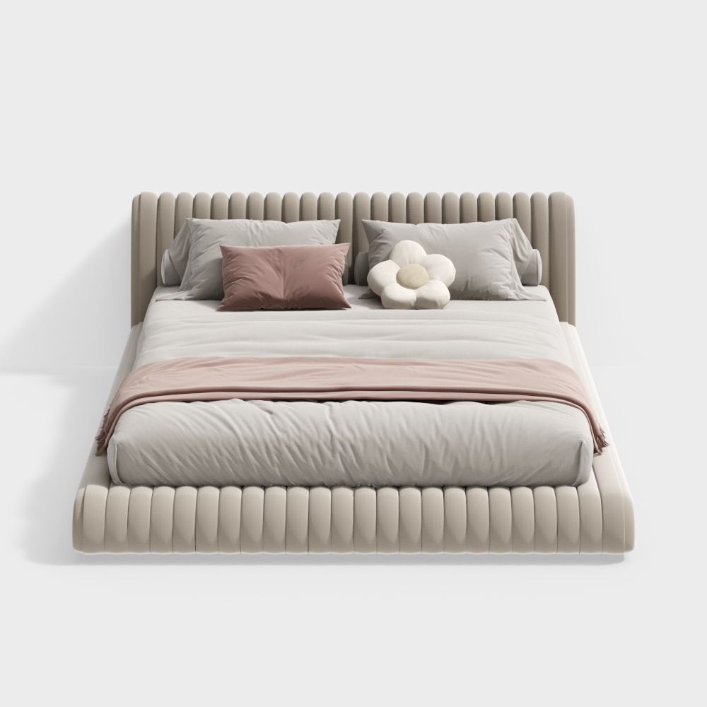 Elegant Low-Poly Bed 3D model for Modern Interiors