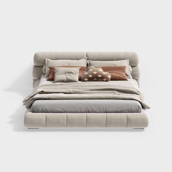 Elegant Minimalist Bed 3D model for Modern Home