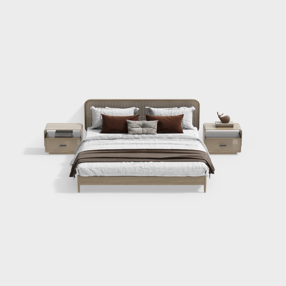 Wabi-Sabi Style Double Bed Combination