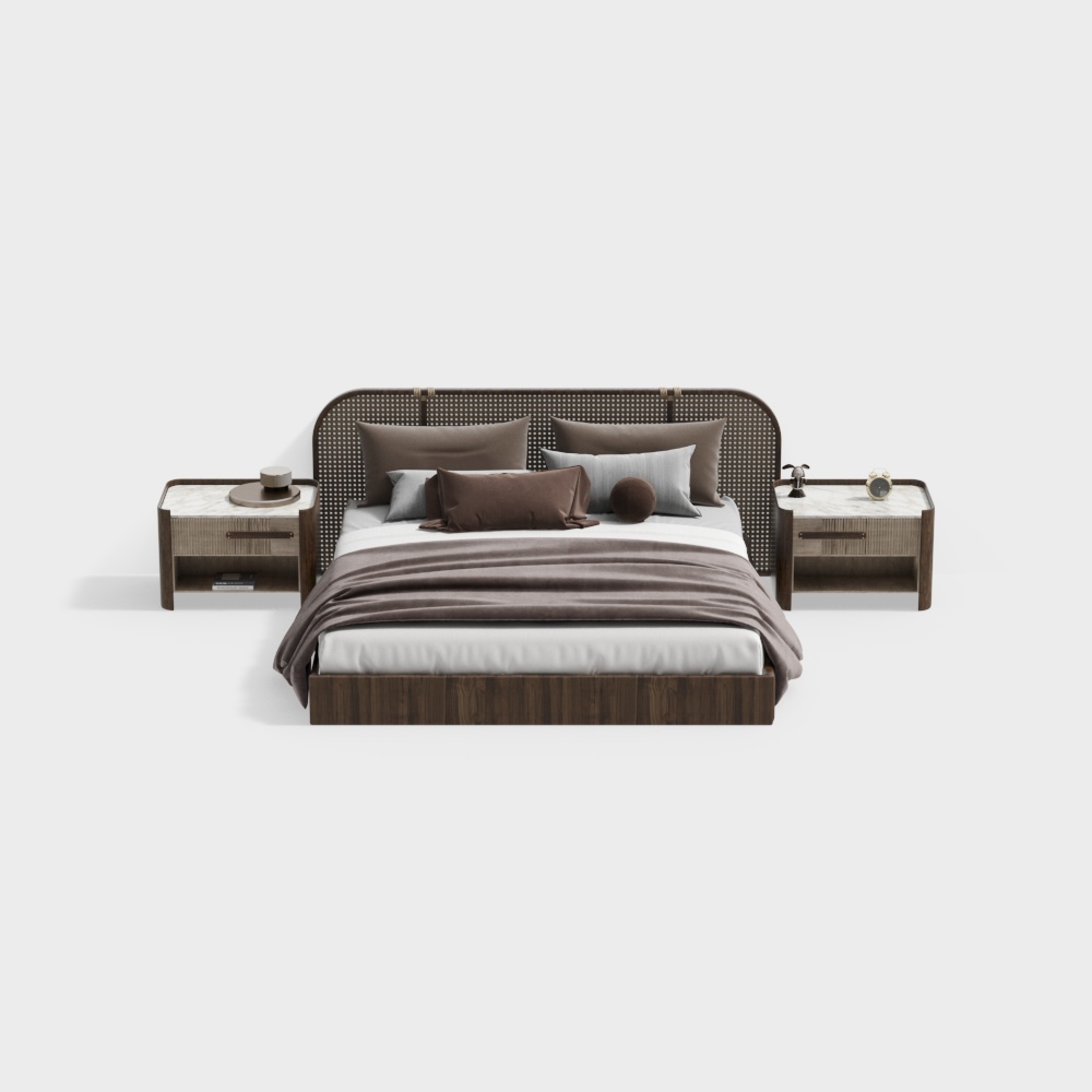 Wabi-Sabi Style Double Bed Combination