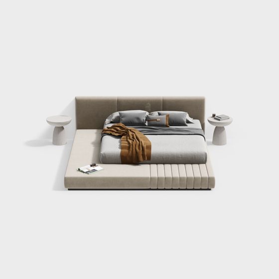 Combinaison de lit double de style Wabi-Sabi