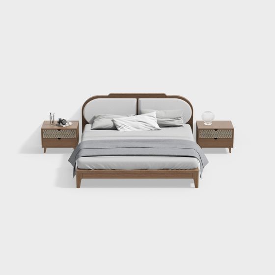 Elegant 3D Bed Set Model for Minimalist Interiors