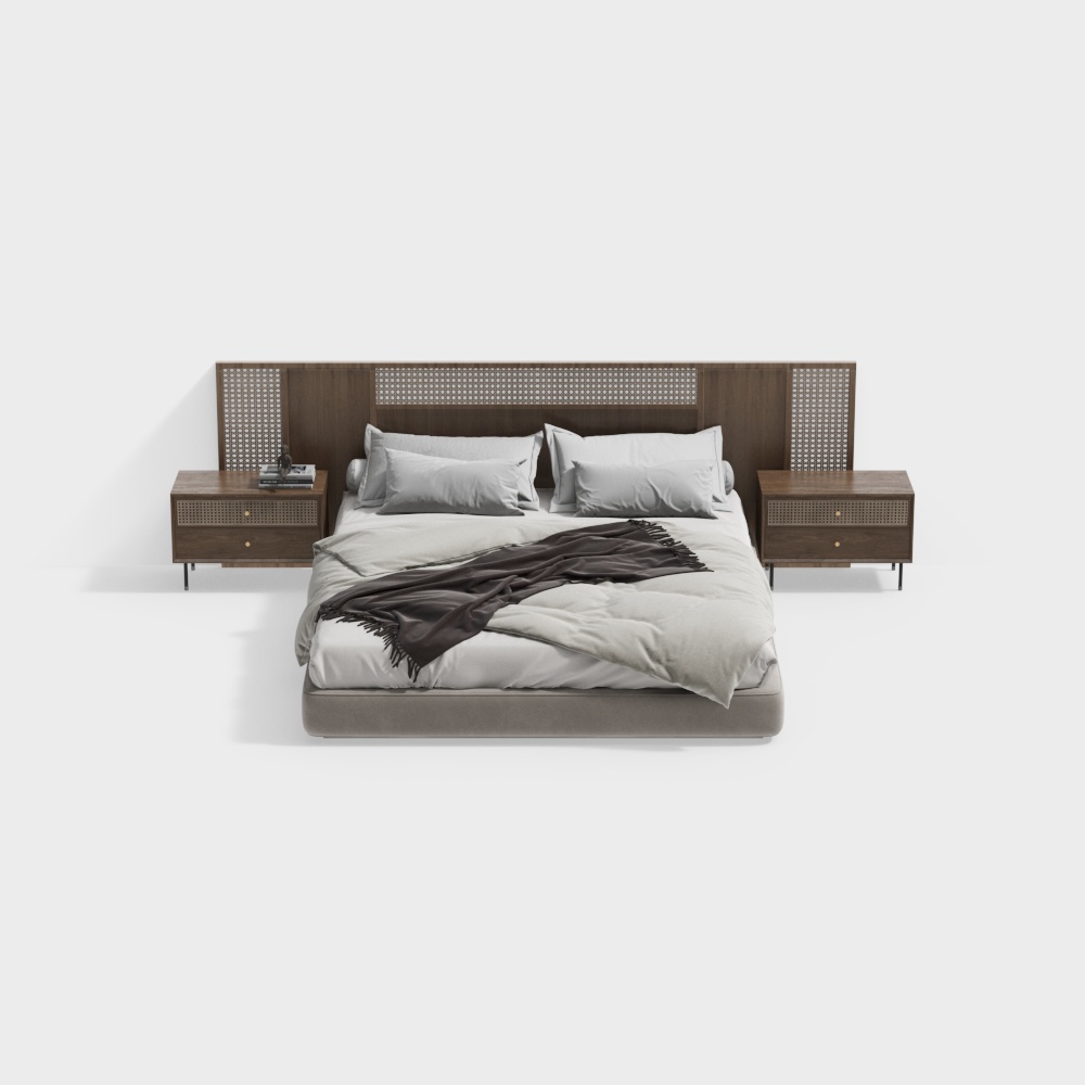 Combinaison de lit double de style Wabi-Sabi