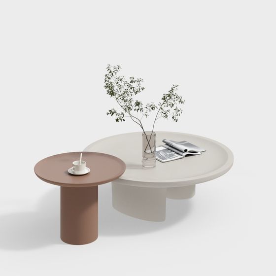Modern Minimalist Round Tables Set 3D model
