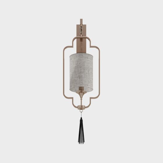 Asian Style Wall Lamp 3D Model in Gray