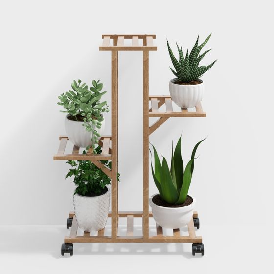 Elegant Low Poly Plant Stand 3D model
