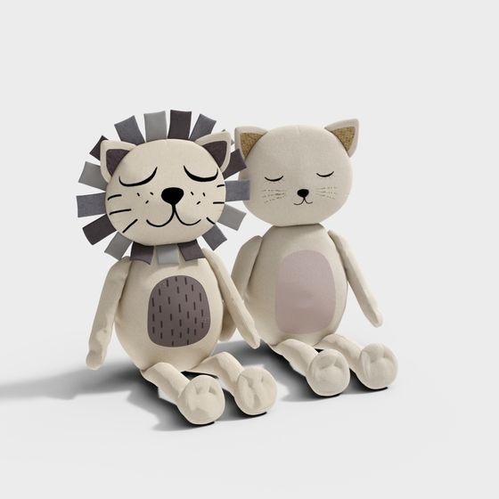 Charming Lion and Kitten 3D model for Kids' Spaces