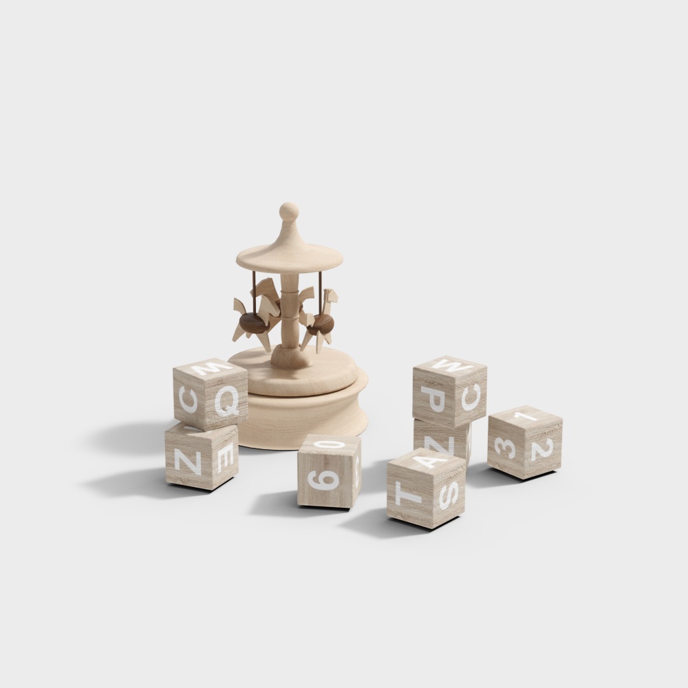 Whimsical Carousel 3D model for Kids