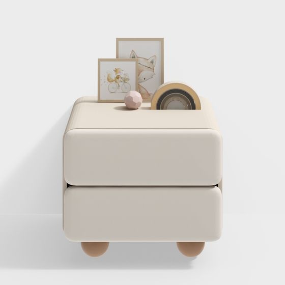 Modern Beige Children's Bedside Table 3D Model