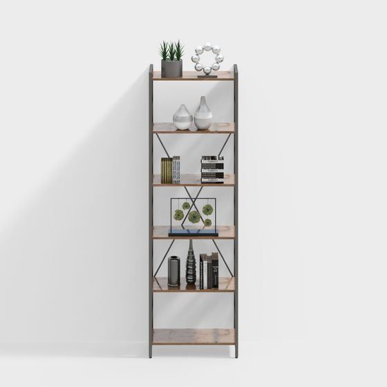Stylish Low-Poly Bookshelf 3D Model