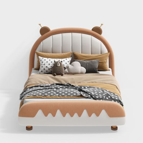 Playful Bear-Themed Bed 3D Model
