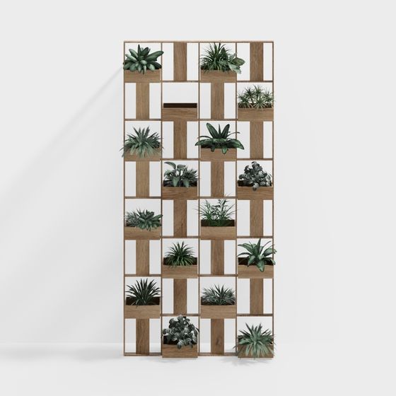 Low-Poly Plant Grid Screen 3D model