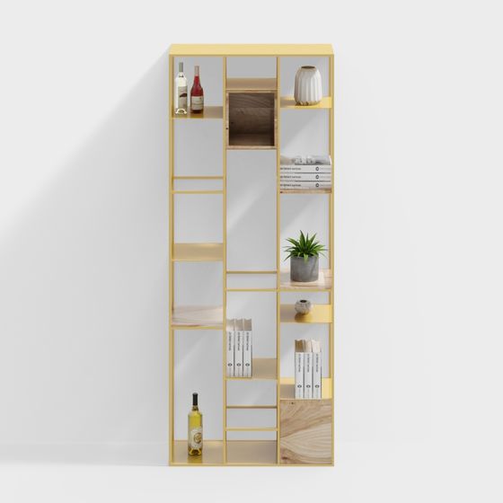 Elegant Low-Poly Bookshelf 3D model for Modern Interiors