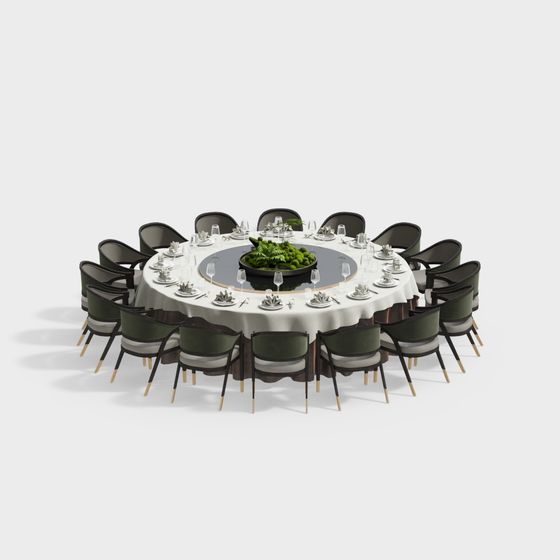 Stylish Round Table and Chair Set 3D model for Modern Spaces