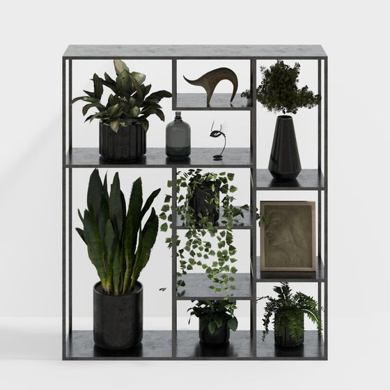 Stylish Low-Poly Metal Bookshelf 3D model